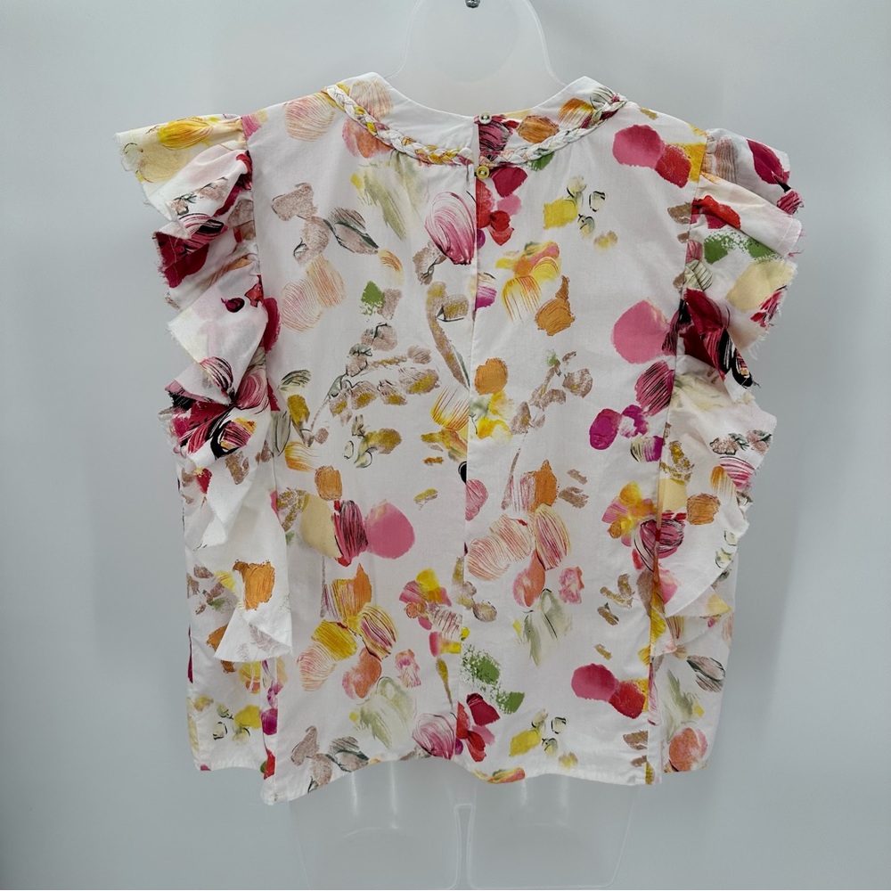 Fairhope Blouse Women’s XXL Pink Floral Ruffle Sleeve Braid Spring Top Feminine - Picture 4 of 15